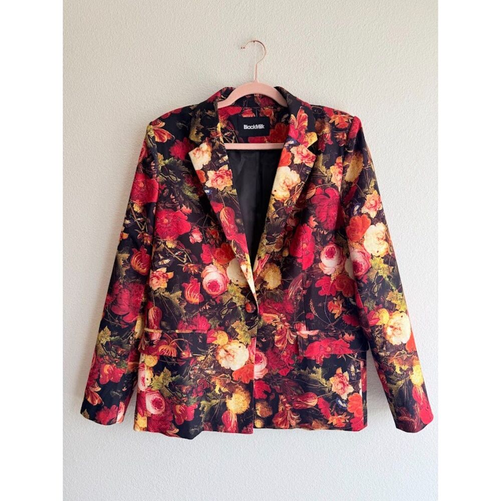 Blackmilk Flower Mignon Blazer in Black & Red Floral size AU12 US 8-10 M/L NWT
